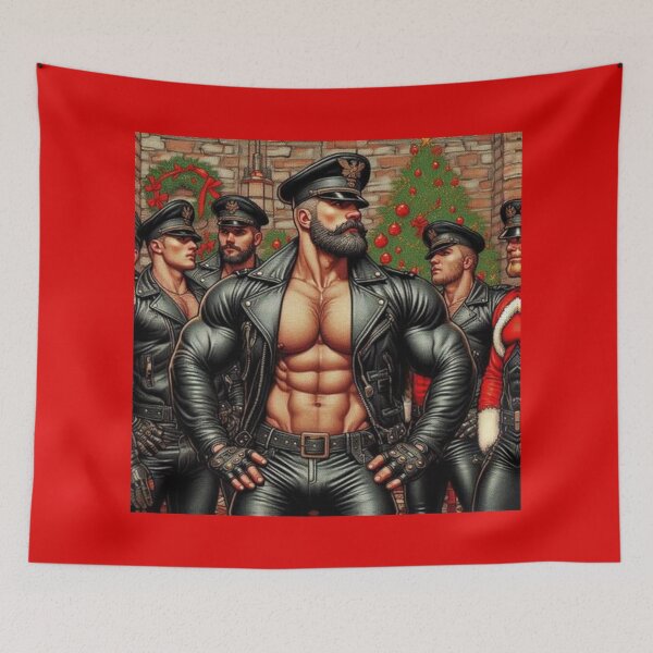 Item preview, Christmas Gay Leather Collection "Daddy Officer's Party" Gay Leather Pride Graphic Design designed and sold by ItsAKinkThing.