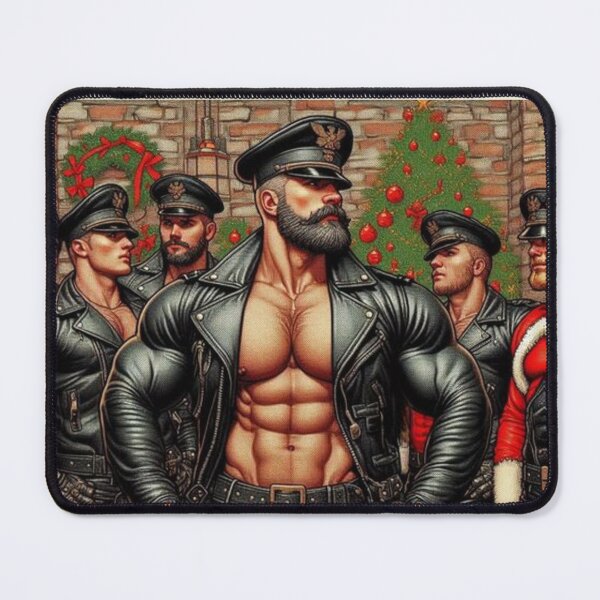 Item preview, Christmas Gay Leather Collection "Daddy Officer's Party" Gay Leather Pride Graphic Design designed and sold by ItsAKinkThing.