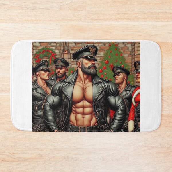 Item preview, Christmas Gay Leather Collection "Daddy Officer's Party" Gay Leather Pride Graphic Design designed and sold by ItsAKinkThing.