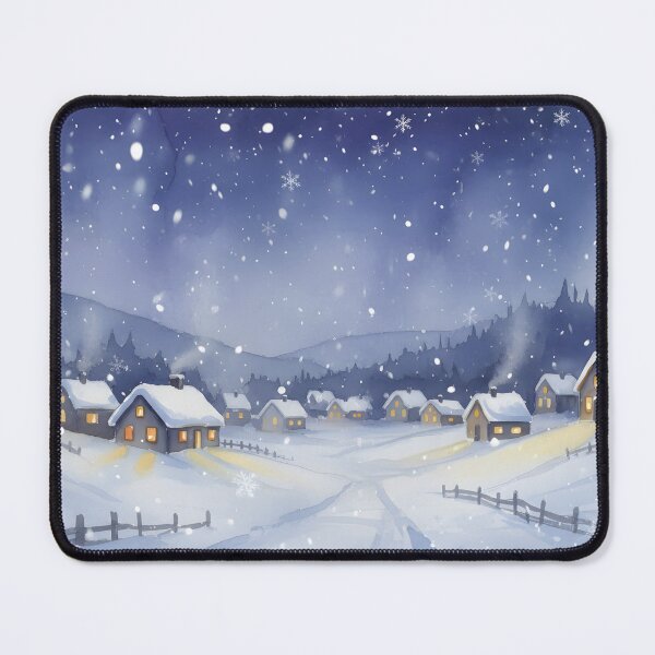 Item preview, Cozy Watercolor Winter Village Scene at Night designed and sold by homydesign.