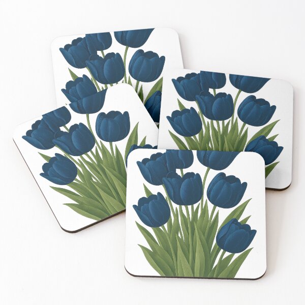 Artikelvorschau, Mitternachtsblauer Tulpenstrauß — Botanischer Kunstdruck entworfen und verkauft von DreamiCanvas.