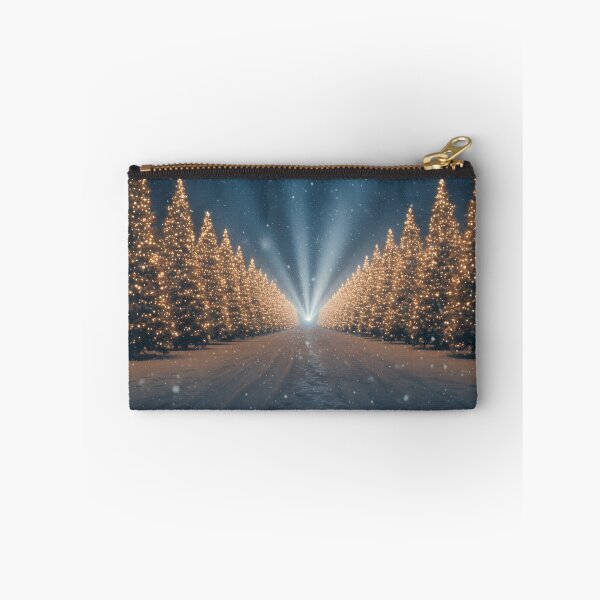 Item preview, Snowy Path Lined with Glowing Christmas Trees at Night designed and sold by homydesign.