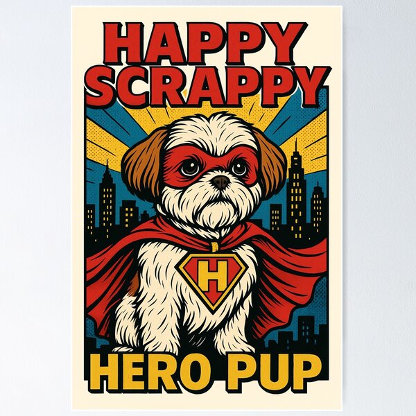 Item preview, HAPPY SCRAPPY HERO PUP - FOR CLERKS AND KEVIN SMITH FANS designed and sold by An Artist To The Fullest.