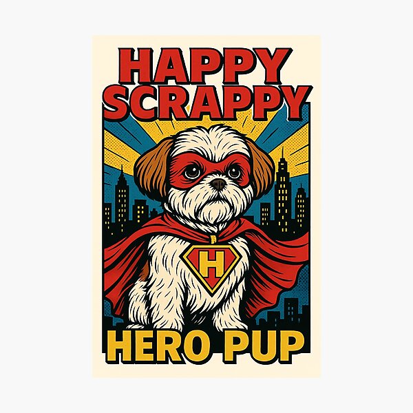 Item preview, HAPPY SCRAPPY HERO PUP - FOR CLERKS AND KEVIN SMITH FANS designed and sold by An Artist To The Fullest.