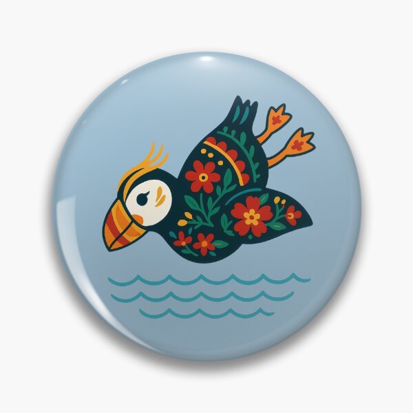 Item preview, Cute Diving Patterned Puffin - Scandinavian Folk Art by heidiannemorris © designed and sold by FOLK ART FUSION by heidiannemorris.