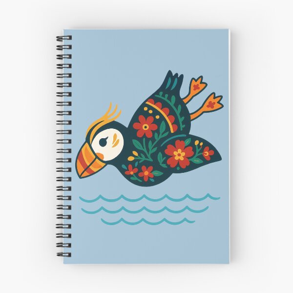Item preview, Cute Diving Patterned Puffin - Scandinavian Folk Art by heidiannemorris © designed and sold by FOLK ART FUSION by heidiannemorris.