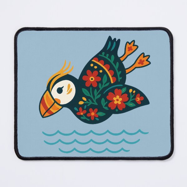 Item preview, Cute Diving Patterned Puffin - Scandinavian Folk Art by heidiannemorris © designed and sold by FOLK ART FUSION by heidiannemorris.