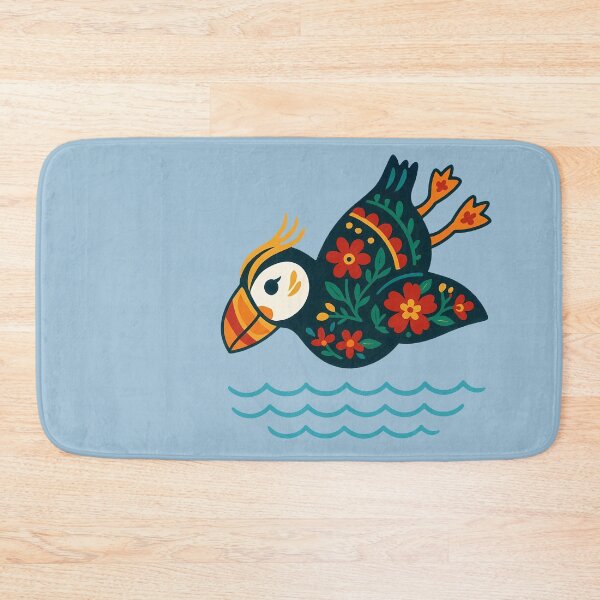 Item preview, Cute Diving Patterned Puffin - Scandinavian Folk Art by heidiannemorris © designed and sold by FOLK ART FUSION by heidiannemorris.