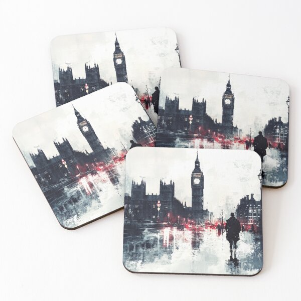 Item preview, A visit to a city in the rain with the silhouette of a man near Big Ben in London designed and sold by Jerhus.