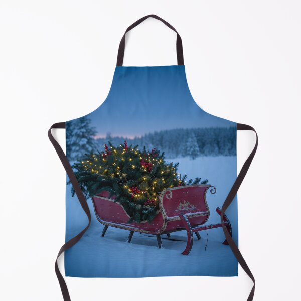 Item preview, Vintage Red Sleigh with Lit Christmas Tree in Snow designed and sold by homydesign.