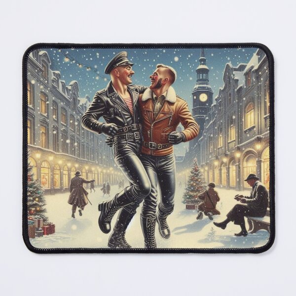 Item preview, 1940s Gay Christmas Vintage Snow In Love With You Berlin Gay Leather Tom of Finland Tribute Pride Graphic Design designed and sold by ItsAKinkThing.
