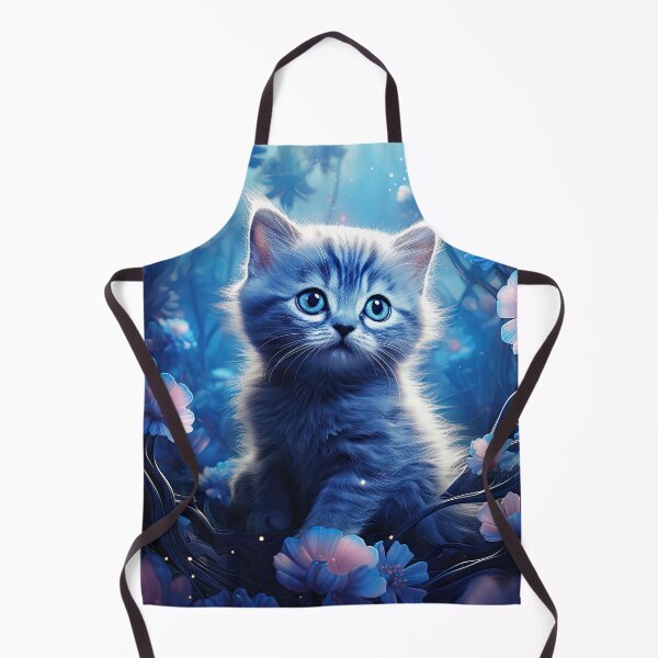Item preview, A small blue cat, filled with wonder, amidst the luminous flowers in an enchanted forest. designed and sold by Jerhus.