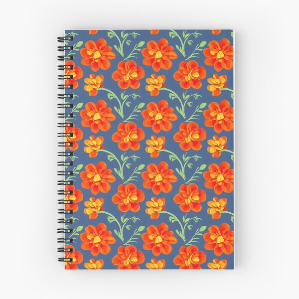 Item preview, Patrón de caléndulas de color naranja vibrante sobre un fondo azul índigo con delicados tallos verdes. designed and sold by Beleza e Estilo.