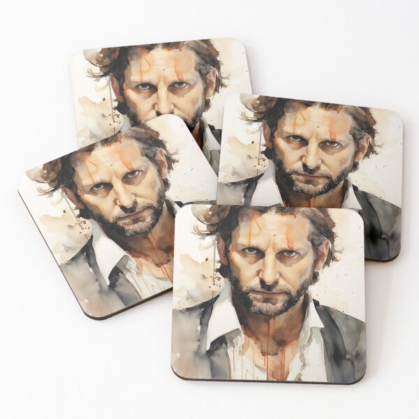 Item preview, A captivating portrait of Bradley Cooper with splashes of color and an intense expression designed and sold by Jerhus.