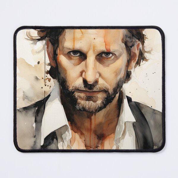 Item preview, A captivating portrait of Bradley Cooper with splashes of color and an intense expression designed and sold by Jerhus.