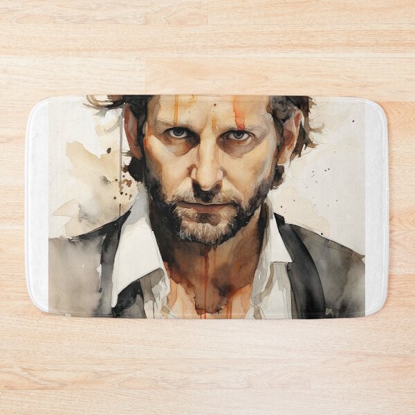 Item preview, A captivating portrait of Bradley Cooper with splashes of color and an intense expression designed and sold by Jerhus.