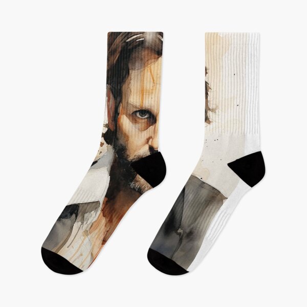 Item preview, A captivating portrait of Bradley Cooper with splashes of color and an intense expression designed and sold by Jerhus.