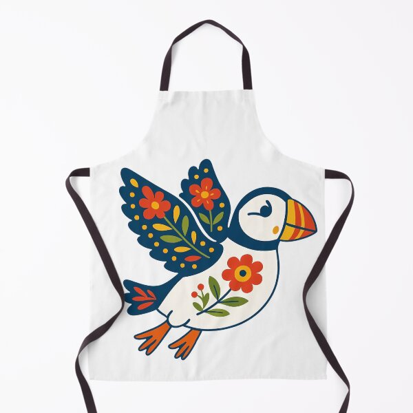 Item preview, Cute Flying Patterned Puffin - Scandinavian Folk Art by heidiannemorris © designed and sold by FOLK ART FUSION by heidiannemorris.