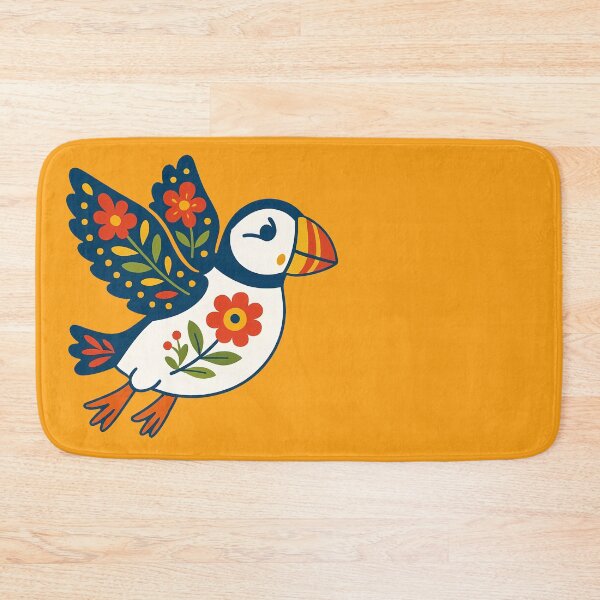 Item preview, Cute Flying Patterned Puffin - Scandinavian Folk Art by heidiannemorris © designed and sold by FOLK ART FUSION by heidiannemorris.
