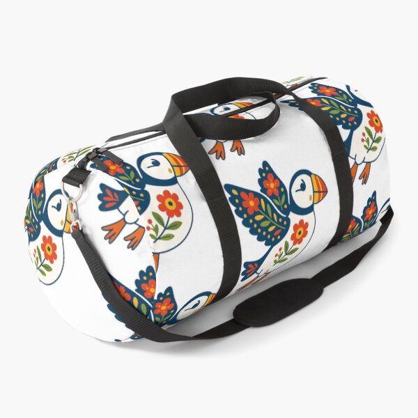 Item preview, Cute Flying Patterned Puffin - Scandinavian Folk Art by heidiannemorris © designed and sold by FOLK ART FUSION.
