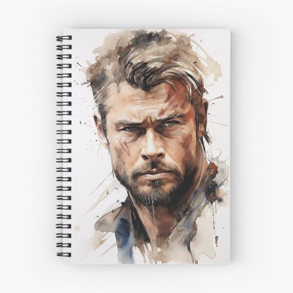 Item preview, An expressive portrait of Chris Hemsworth, with an artistic and detailed background, highlighting powerful features and intense emotions. designed and sold by Jerhus.