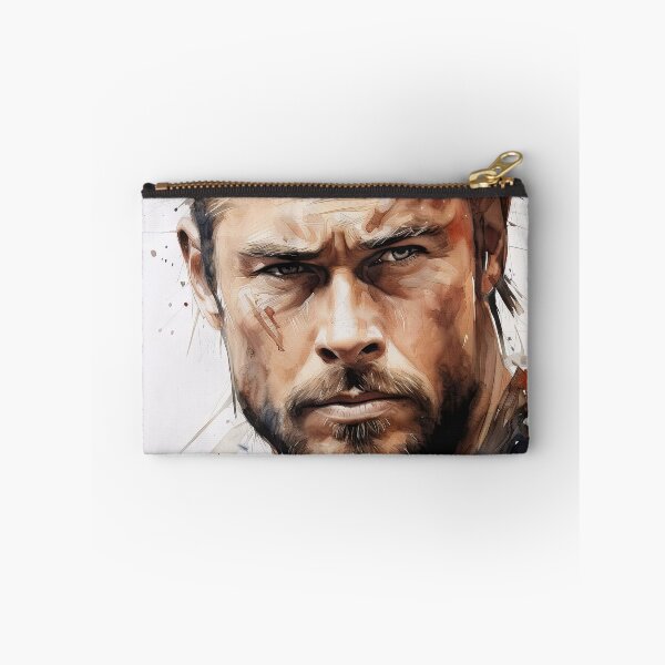 Item preview, An expressive portrait of Chris Hemsworth, with an artistic and detailed background, highlighting powerful features and intense emotions. designed and sold by Jerhus.