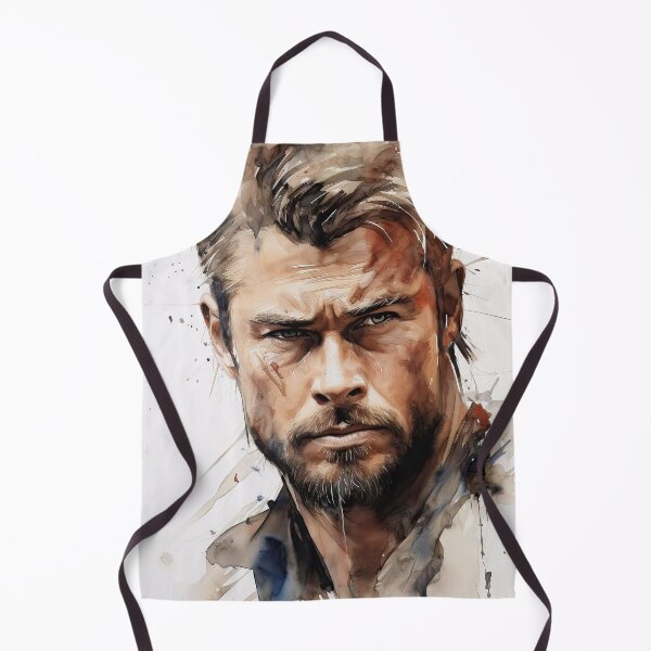 Item preview, An expressive portrait of Chris Hemsworth, with an artistic and detailed background, highlighting powerful features and intense emotions. designed and sold by Jerhus.