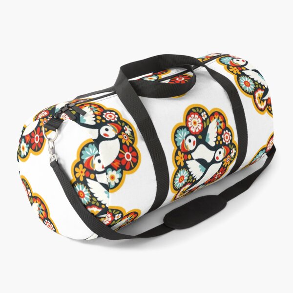 Item preview, Cute Patterned Flying Puffins - Scandinavian Folk Art by heidiannemorris © designed and sold by FOLK ART FUSION.