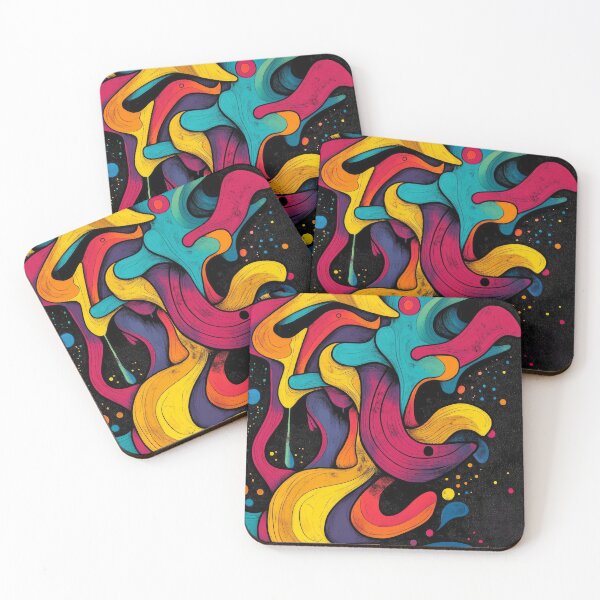 Item preview, Vibrant shapes dance against a black background, creating a symphony of brilliant colors. designed and sold by Jerhus.