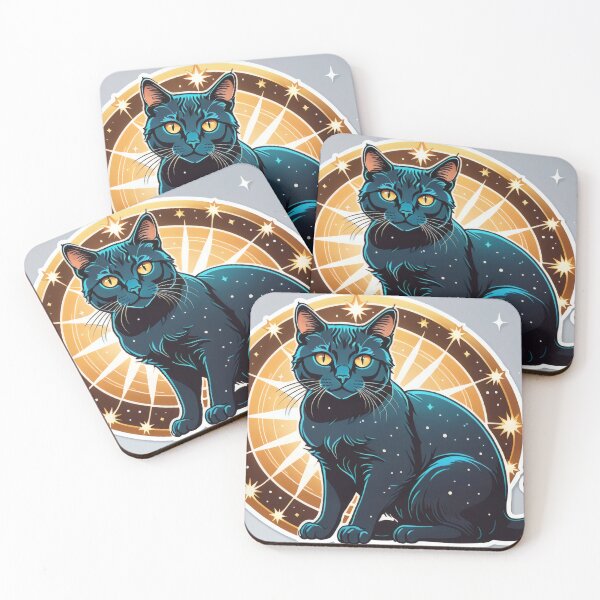 Item preview, Mystic Black Cat with Golden Aura – Magical Cosmic Star Design designed and sold by Visualynx.