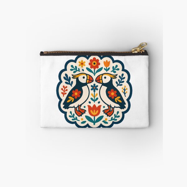 Item preview, Cute Patterned Puffin Twins - Scandinavian Folk Art by heidiannemorris © designed and sold by FOLK ART FUSION by heidiannemorris.