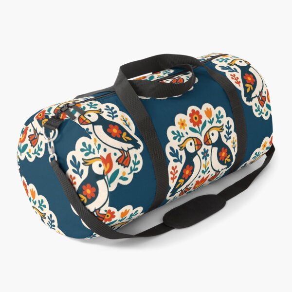 Item preview, Cute Patterned Puffin Twins - Scandinavian Folk Art by heidiannemorris © designed and sold by FOLK ART FUSION.