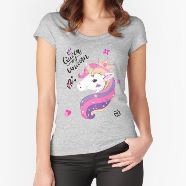 Funny Mommy Of The Birthday Girl Tee Shirt - Best Mommy Unicorn shirts-Queen Of Unicorn Fitted Scoop T-Shirt