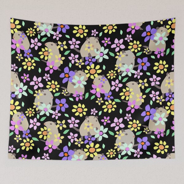 Item preview, Flower Hamsters Black designed and sold by Indra's Net.