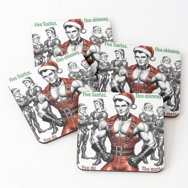 Item preview, Camp Christmas Gay Leather Collection Five Santas. One chimney. You do the math! Gay Leather Pride Graphic Design designed and sold by ItsAKinkThing.