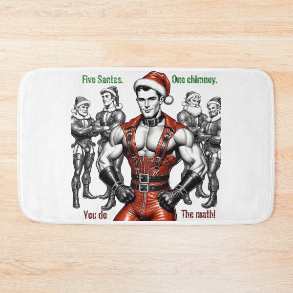 Item preview, Camp Christmas Gay Leather Collection Five Santas. One chimney. You do the math! Gay Leather Pride Graphic Design designed and sold by ItsAKinkThing.