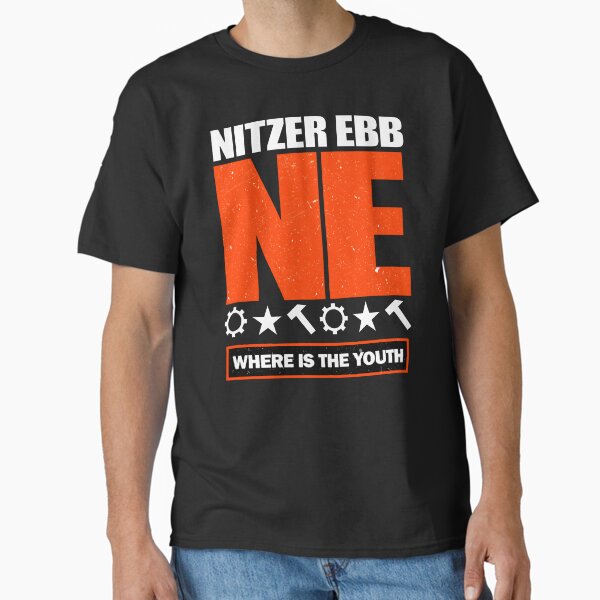 T-shirt Nitzer Ebb - Impression Industrielle Punk Rock, Motifs Total Age Violent Playground Join Chant, 95% Coton, Coupe Slim, Noir