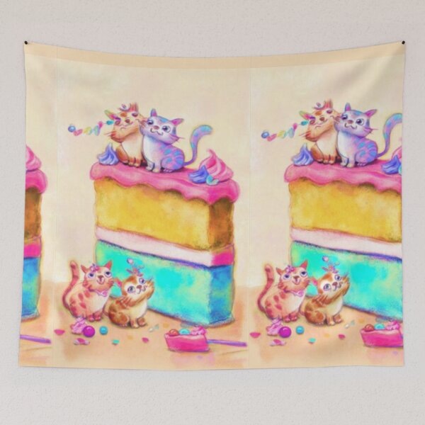 Item preview, Whimsical Cat Cake Party – Artistic Illustration designed and sold by TreatLLC.