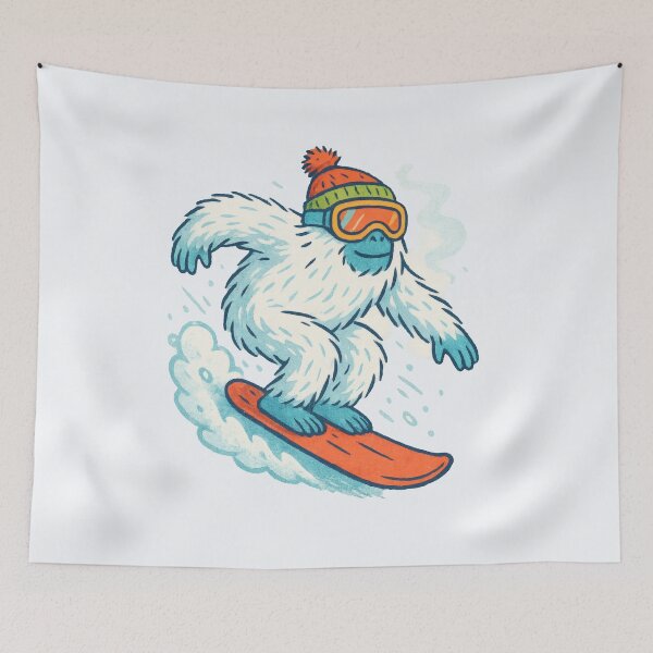Item preview, Yeti Hits the Slopes | Snowboarding Cryptid Illustration designed and sold by Ombrya.