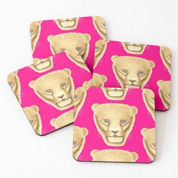Item preview, Lion head portrait design candy pink background big cat unique gift present artwork designed and sold by Arniesart85.