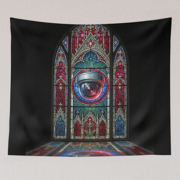 Item preview, Gothic Stained Glass Surveillance Art designed and sold by SavinMercantile.