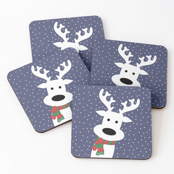 Item preview, Reindeer in a snowy day (blue) designed and sold by AbsentisDesigns.