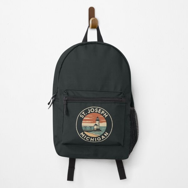 Item preview, St. Joseph Michigan Lighthouse Retro Circle Badge designed and sold by American Travels.