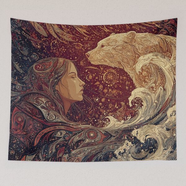 Item preview, Cosmic Bear Spirit Animal & Divine Feminine – Mystical Water & Star Art designed and sold by Alaska Magick.