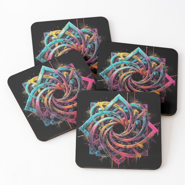 Aperçu de l'œuvre Neon Geometric Mandala – Cyberpunk Abstract Street Art Pop Art Design créée et vendue par PLUSHIWORLDtm.
