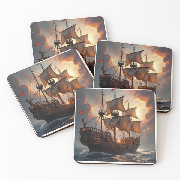 Item preview, Majestic Sailing Ship at Sunset – Romance, adventure & golden light on the open sea designed and sold by FotoworldEdel.