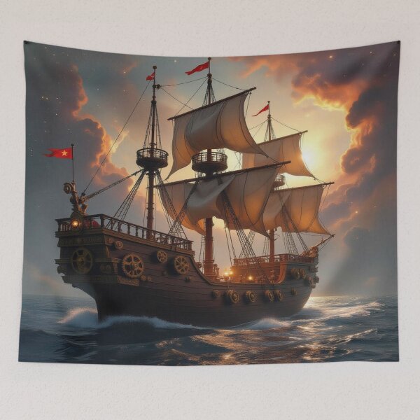 Item preview, Majestic Sailing Ship at Sunset – Romance, adventure & golden light on the open sea designed and sold by FotoworldEdel.
