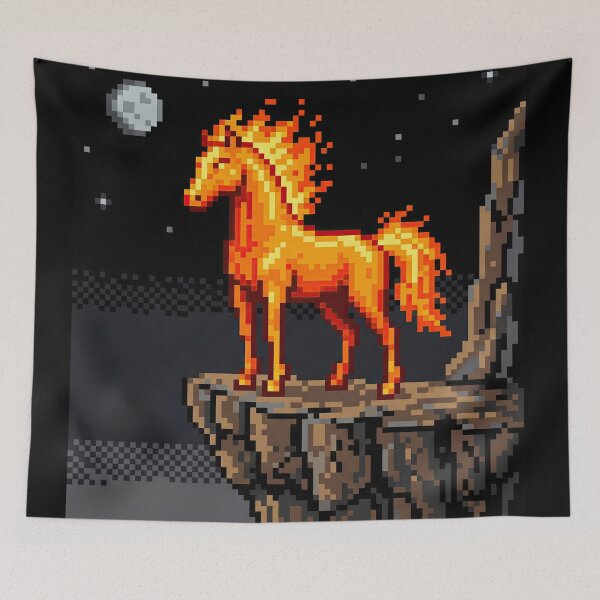 Item preview, 8-Bit Fire Horse - Retro Pixel Art Gamer Aesthetic designed and sold by SavinMercantile.