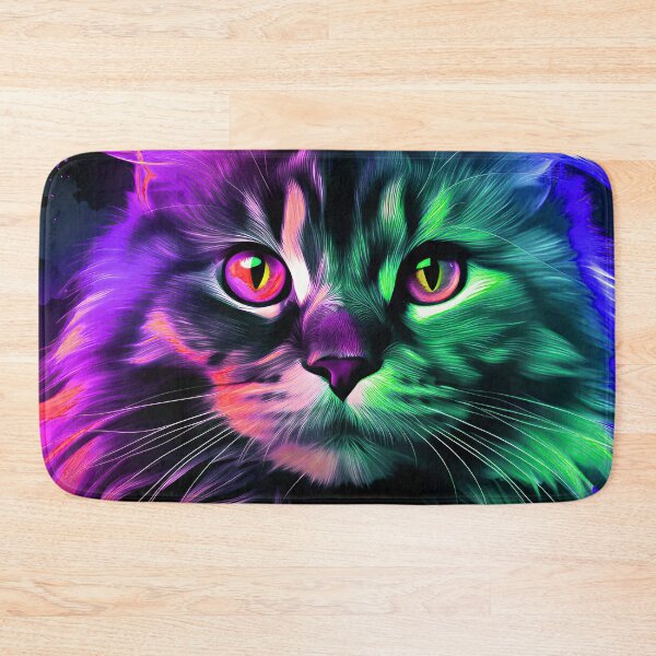 Item preview, Cyberpunk Futuristic Sci-Fi Green And Purple Cat Face  designed and sold by DEC02.