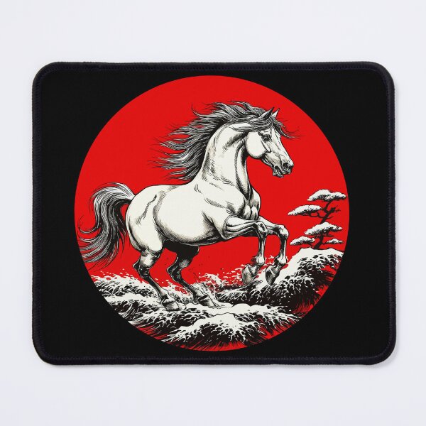 Item preview, Caballo al galope en un círculo rojo. Arte japonés designed and sold by PeasyEasy.